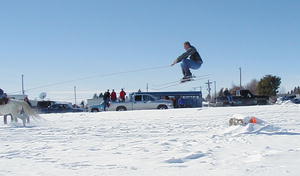 Snowboard Joring.  Photo by Laurel Profit.