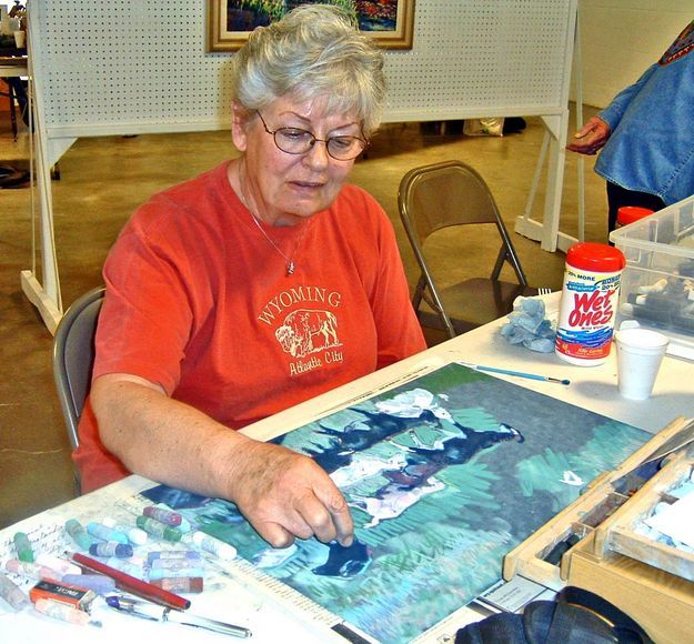 Lynn at Pastel Workshop. Photo by Lynn Thomas.