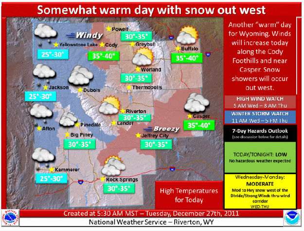 Weather Outlook Dec. 27, 2011. Photo by National Weather Service.