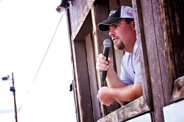 Announcer. Photo by Tara Bolgiano, Blushing Crow Photography.