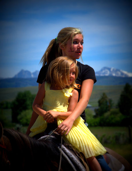 Girls on a horse. Photo by Terry Allen.