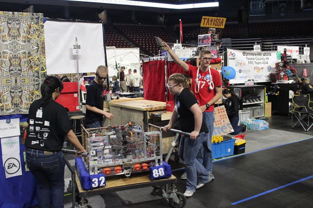 Heading to the match. Photo by Big Piney Robotics.