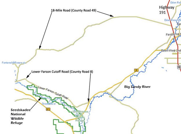 Road Closure map. Photo by Sweetwater County Sheriff's Office.