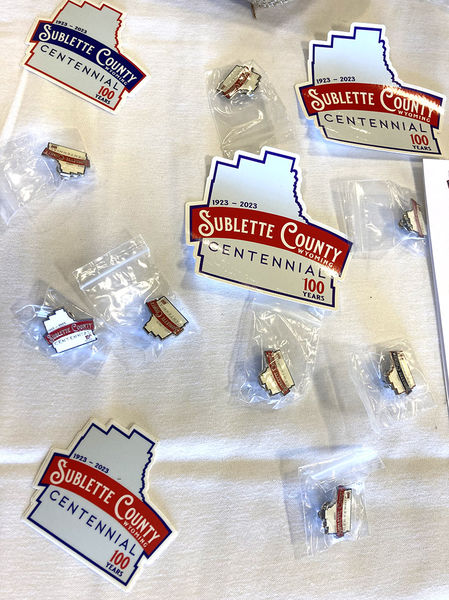 Centennial pins. Photo by Dawn Ballou, Pinedale Online.