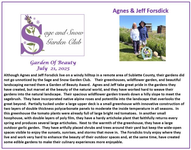 Agnes & Jeff Forsdick - Garden of Beauty. Photo by Sage & Snow Garden Club.