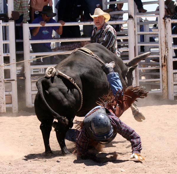 Taking a fall. Photo by Pinedale Online.