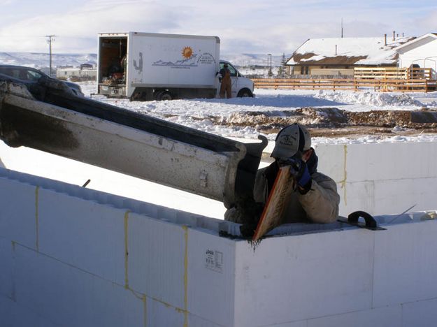 Pouring the concrete. Photo by Cheryl Pierce.