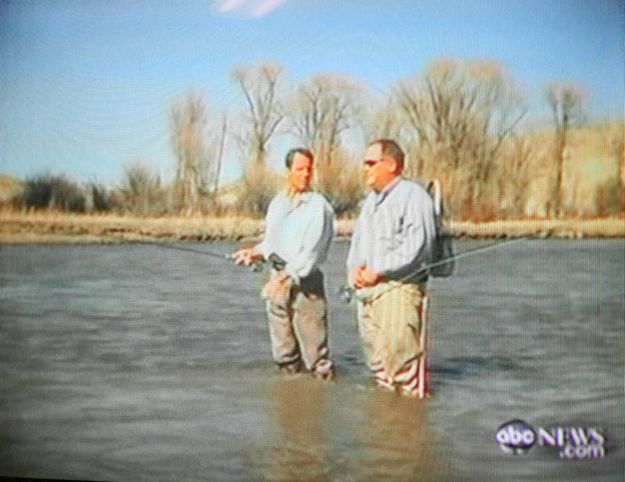 Mayor Steve and Terry fishing. Photo by Pinedale Online.