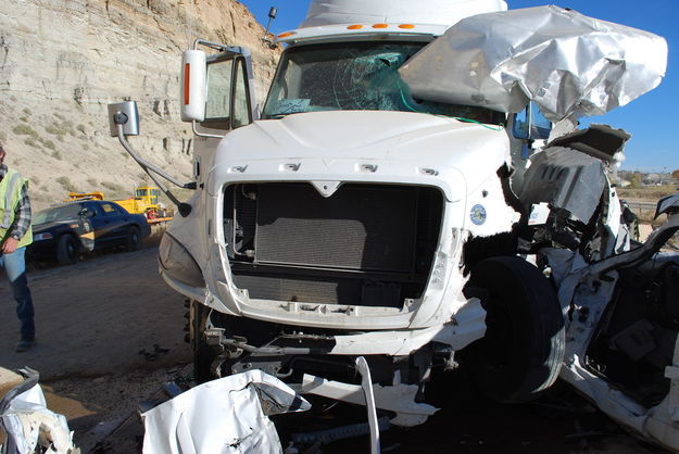 Through the windshield. Photo by Wyoming Highway Patrol.