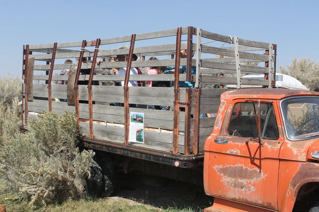 In the stock truck. Photo by Dawn Ballou, Pinedale Online.