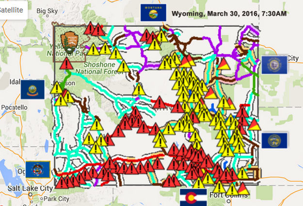 March 30, 2016 Wyoming roads. Photo by Pinedale Online.