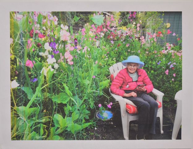 Sally in Her Garden. Photo by Terry Allen.