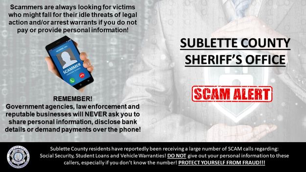 Scam Alert. Photo by Sublette County Sheriff's Office.