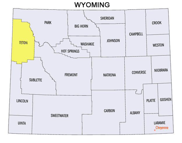 Wyoming county map. Photo by .