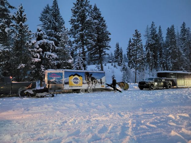 Early morning set up. Photo by Pedigree Stage Stop Sled Dog Race.