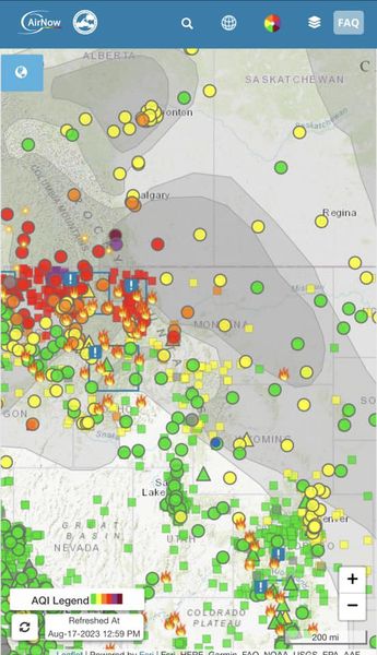 August 17 2023 smoke haze. Photo by airnow.gov.