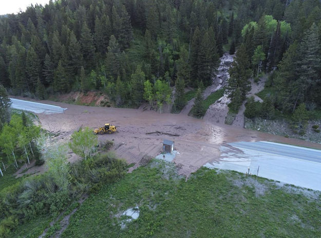 Mud slide on WY 22. Photo by Wyoming Departmnt of Transportation.