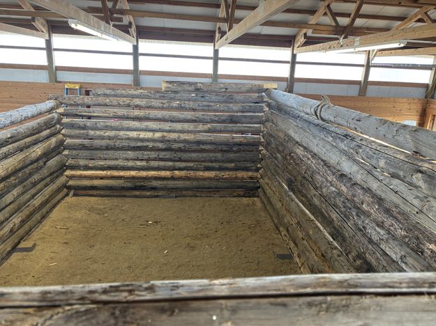 Fort cabin construction. Photo by Dawn Ballou, Pinedale Online.