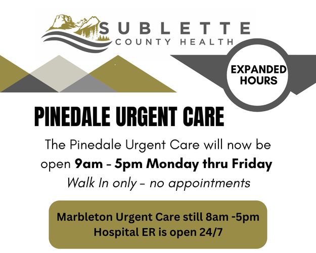 New Urgent Care hours in Pinedale. Photo by Sublette County Health.
