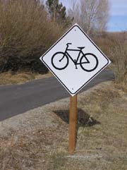 Sign along bike path near Pinedale. Pinedale Online photo.
